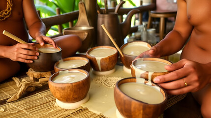 Traditional fijian kava served in coconut shells enhancing cultural experiences