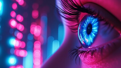 Surreal closeup of a mesmerizing blue iris a cinematic blend of human emotion and digital abstractness