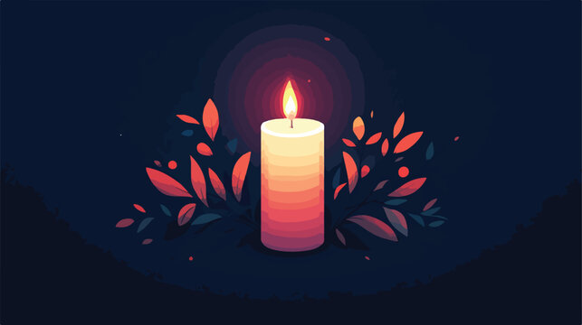 First Communion Light Candle Flat Vector Illustration