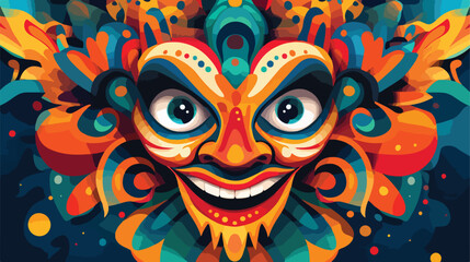 Fototapeta premium Colorful and Playful Crazy Mask Flat Vector Illustration for April Fools' Day
