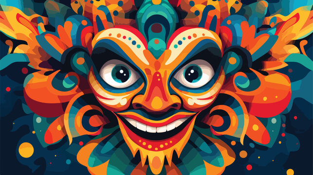 Colorful and Playful Crazy Mask Flat Vector Illustration for April Fools' Day