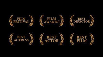Film academy awards winners and best nominee gold wreaths animated