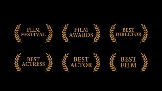 Film academy awards winners and best nominee gold wreaths animated
