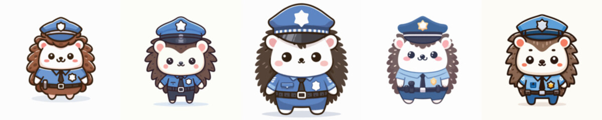 hedgehog character vector in police costume