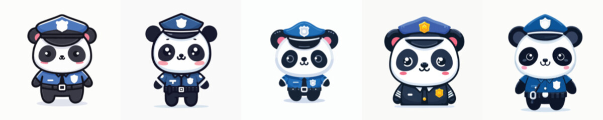 panda character vector in police costume