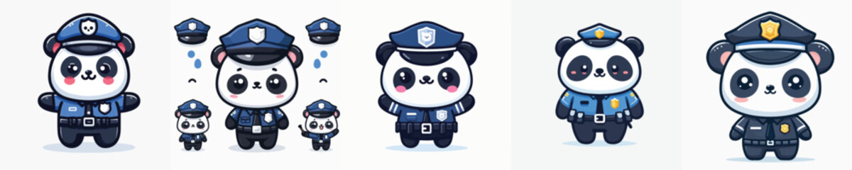 Obraz premium panda character vector in police costume