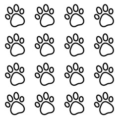 Black pet dog or cat paw print vector seamless pattern. Suitable for various projects such as textile, packaging, decoration, graphic design and background.