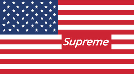 American flag illustration with patriotic symbols and USA national identity elements