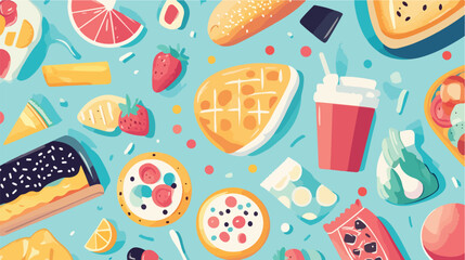 Vibrant Fresh and Delicious Food Icons Vector Illustration