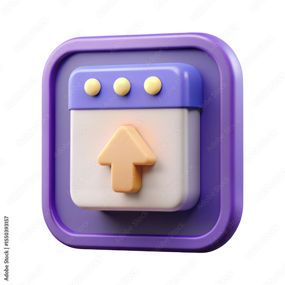 Fototapete 3d rendered upload icon a modern photorealistic app interface element isolated on transparent backgr