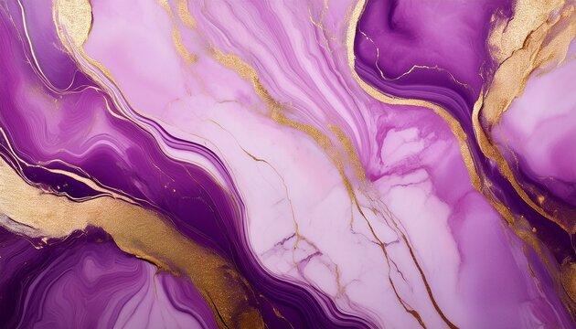 abstract pink marble texture with gold splashes violet luxury background