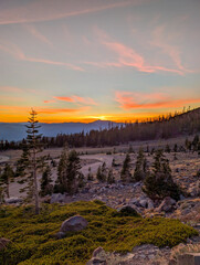 sunset at mount shasta in northern california