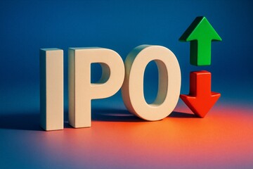 Surreal 3d ipo illustration with market graphics