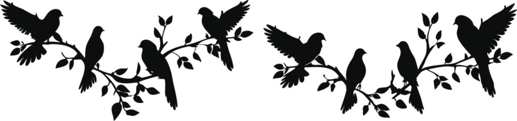 Hummingbirds in Flight with Floral Pattern