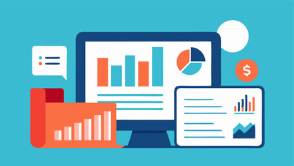 An illustration of cluttered paper bank statements cascading down versus a sleek digital dashboard displaying financial summaries and graphs on a tablet screen.