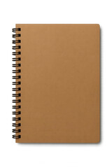 Blank spiral-bound notebook with a rustic kraft paper cover, presented with ample copy space for design mockups or creative projects.