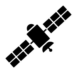 minimal vector icon of communication satellite in orbit