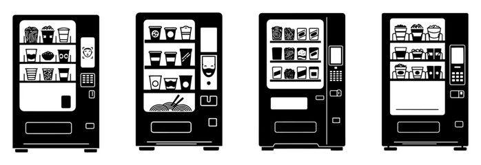 vector set of vending machines with drinks and snacks