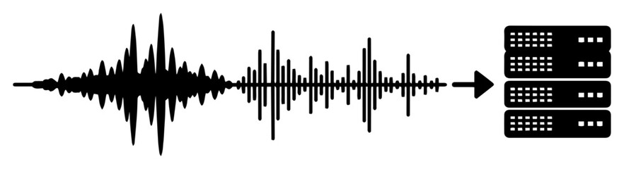 sound wave converting to data in digital processing concept