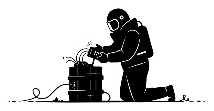 bomb disposal expert disarming explosive device