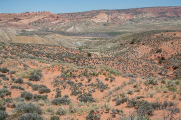 Utah Desert Landscape:  An open desert area near Arches National Park shows a variety of patterns,...
