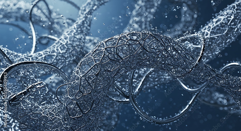 Fototapete intricate abstract forms a 3d render of swirling, intertwined structures