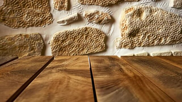 Rustic Harmony: A tactile tableau of organic texture, where rough-hewn stone meets smooth wooden planks, creating a perfect backdrop for visual storytelling. 