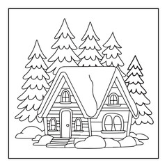 Fototapeta premium Bold & easy Cozy Christmas coloring book, black & white designs, line art vector illustration, coloring page, coloring book, holiday coloring book, christmas, christmas vector, christmas line art