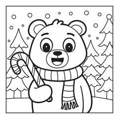 Bold & easy Cozy Christmas coloring book, black & white designs, line art vector illustration, coloring page, coloring book, holiday coloring book,  christmas, christmas vector, christmas line art