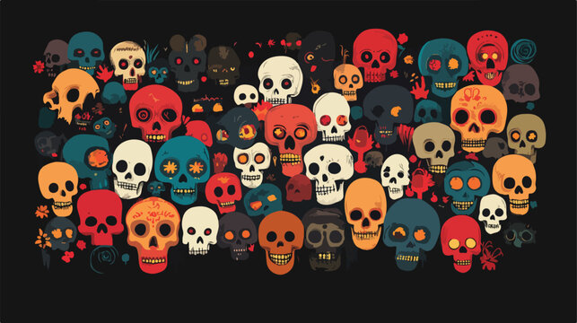 Day of the Dead Card with Catrinas and Skull