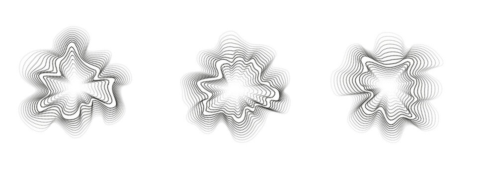  Sound circular waves. Abstract undulating circles. Minimalistic sound lines, radial spectrum. Colorful cover for music poster and banner. Radial spectrum. Vector illustration.