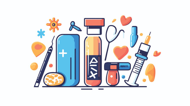 Professional Diabetes Day Lettering with Insulin Flat Vector Design