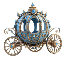 Elegant Blue And Gold Carriage With Ornate Details In Whimsical Style Designed For Fairy Tale Setting.eps © Jasmine Rosa