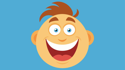 Animated Delight A closeup of a laughing face showcasing exaggerated features such as large round eyes with gleaming highlights and a broad comedic grin that stretches from ear to
