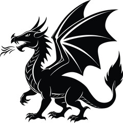 Fototapeta premium Silhouette of a Dragon Breathing Fire