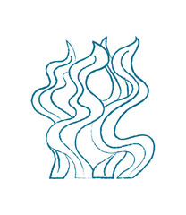 Aquatic seaweed silhouette. Underwater plant shape with a unique texture. Marine flora, doodle style, perfect for backgrounds, patterns, or as an artistic element in various projects.