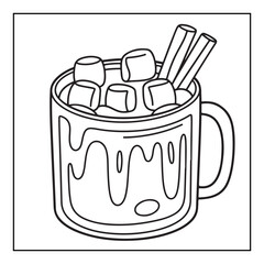 Bold & Easy Cozy winter coloring book pages, line art vector illustration, black and white designs, coloring book for all ages, coloring pages, winter, Whimsical illustration 