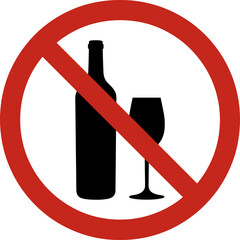 No alcohol sign depicting prohibition of alcoholic beverages