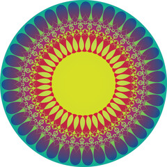 Vibrant circular mandala with intricate gradient patterns