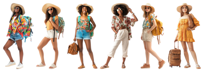 PNG Trendy summer travel fashion, element set on transparent background