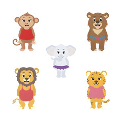 Adorable Cartoon Animals Lion Monkey Elephant Tiger Bear for Kids Book Illustrations