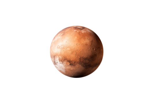 Large red planet with a white background, isolated