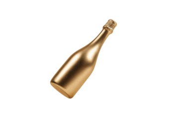 A gold bottle with a gold cap