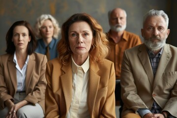 Group of senior business people in a meeting. Selective focus.