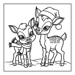 Obraz premium Bold & Easy Cute Christmas coloring book pages, line art, victor illustration, christmas, black and white designs, bold & easy coloring book, bold & easy coloring pages