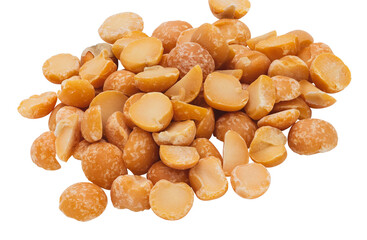 An arrangement of yellow dried split peas, offering a healthy nutritional option for cooking and...