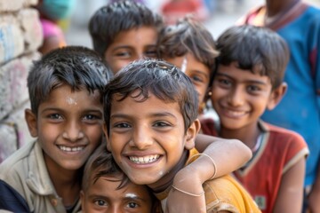 Portrait of a group of happy kids