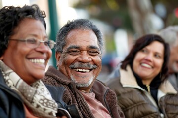 Portrait of a happy senior couple in the street. Selective focus.