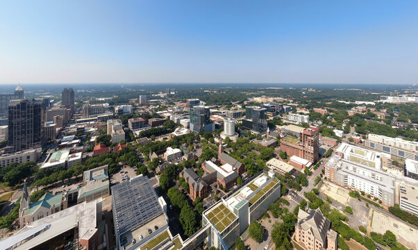 Daytime Drone Images of Downtown Raleigh North Carolina and Surrounding Neighborhoods