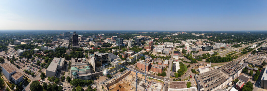 Daytime Drone Images of Downtown Raleigh North Carolina and Surrounding Neighborhoods